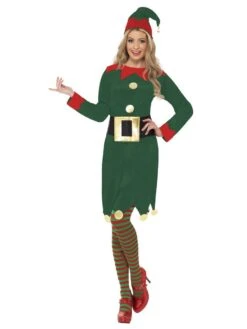Smiffys Elf Costume, With Dress, Hat And Belt For Women