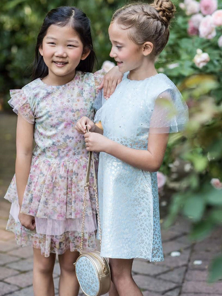 Susie Metallic Floral Pink Dress - Image 5