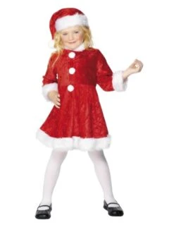 Smiffys Mini Miss Santa Costume Dress And Hat For Girls